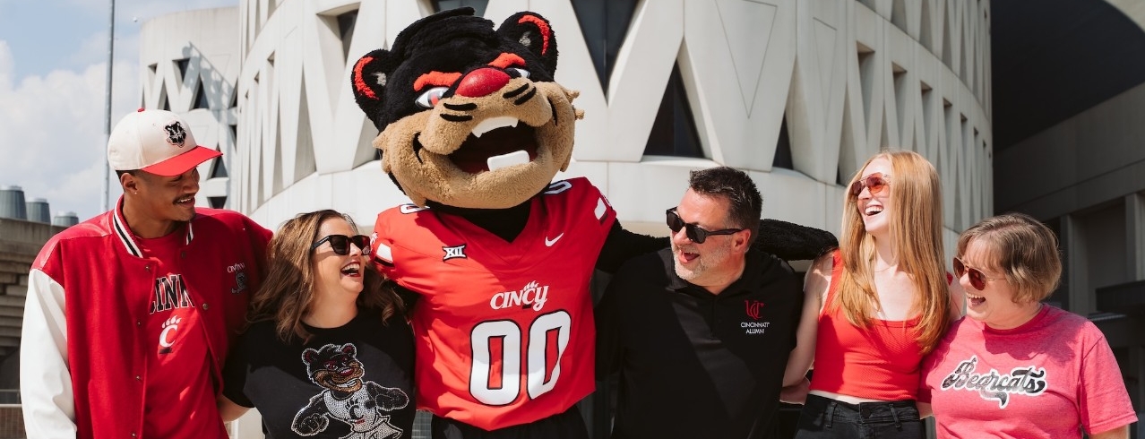 University of Cincinnati Alumni on campus with the UC Bearcat