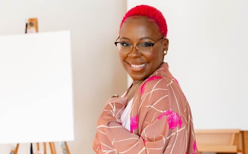 Asha White in her art studio